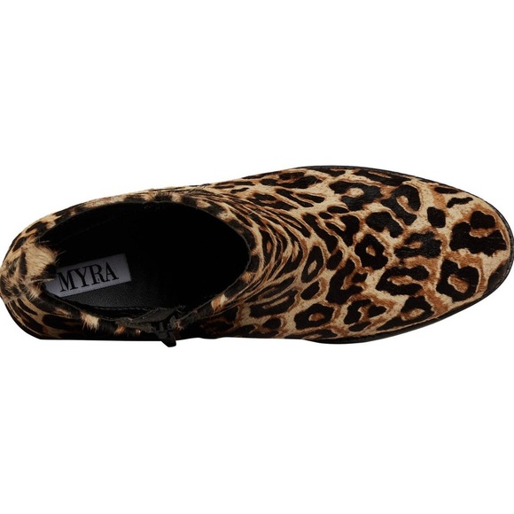 LEOPARD Genuine Cowhide & Leather Bootie 2025 TREND combat ankle boot used - Picture 5 of 14